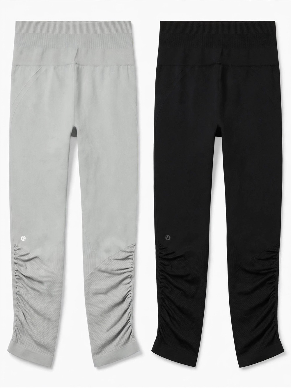 Lululemon Ebb to Street Tight Crop - 2 Pack - Black + Light Gray - Seamless Mesh